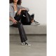 Superstar distressed glittered leather and suede sneakers