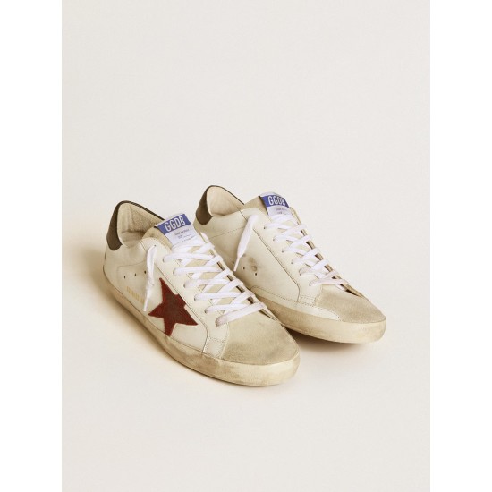 Men's Super-Star with earth-brown suede star and dark green leather heel tab
