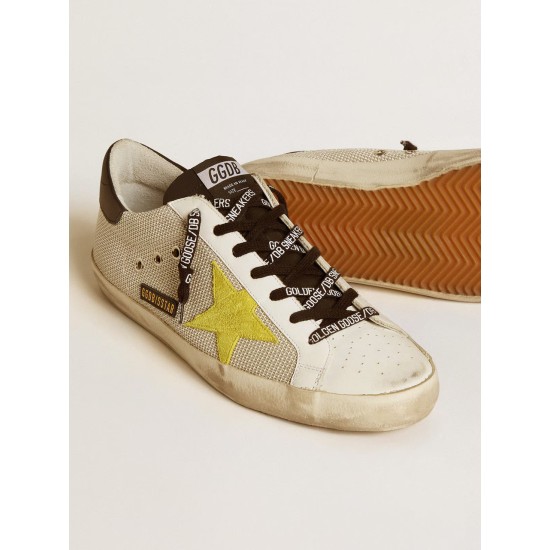 Super-Star in mesh with yellow suede star and black leather heel tab