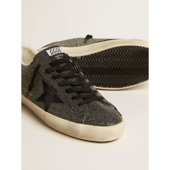 Men’s Super-Star in black Swarovski crystals with black suede star