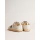 Super-Star with suede star and platinum snake-print leather heel tab