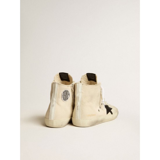 Francy Penstar in canvas with black suede star and leather heel tab