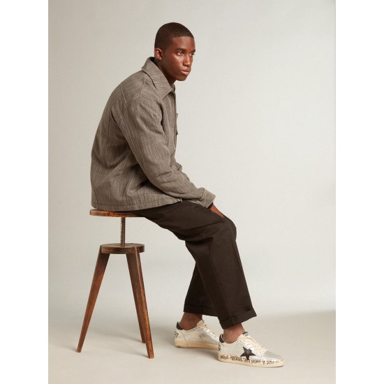 Ball Star LTD in silver leather with gray suede star and heel tab
