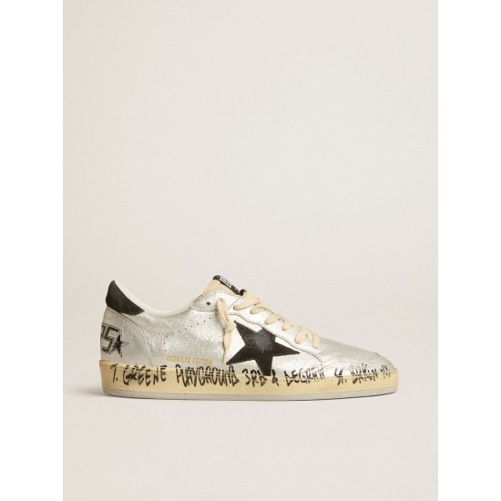 Ball Star LTD in silver leather with gray suede star and heel tab
