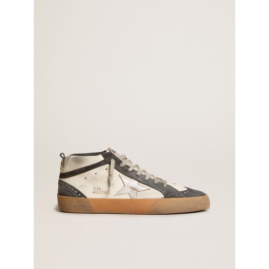 Mid Star in nappa leather with silver leather star and black suede flash