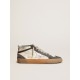 Mid Star in nappa leather with silver leather star and black suede flash