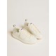 Men’s Starter in white leather with silver metallic leather heel tab