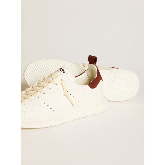 Men’s Starter in white leather with burgundy nubuck heel tab