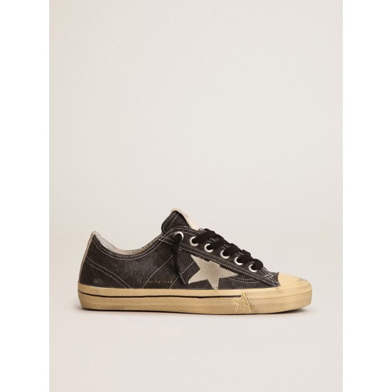 Men's V-Star LTD in black canvas with ice-gray star and heel tab