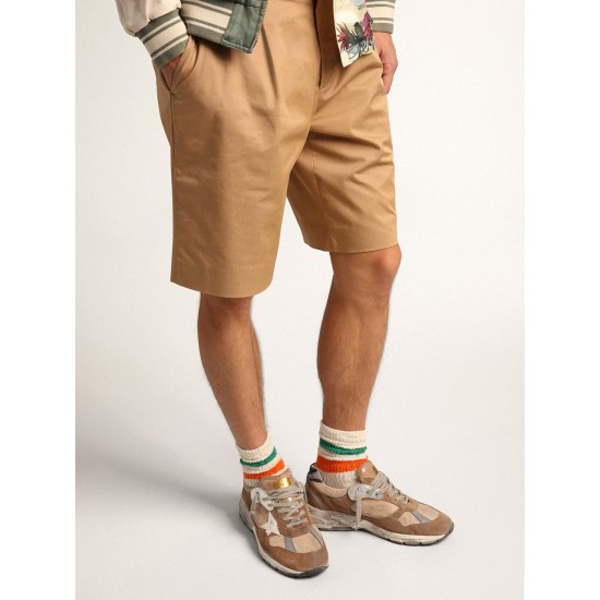 Men's Dad-Star in tobacco-colored mesh and suede with white star