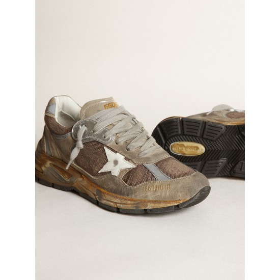 Men's Dad-Star in dove gray mesh and suede
