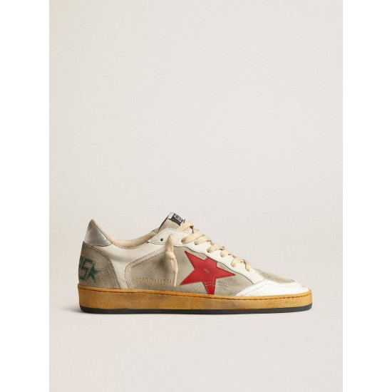 Ball Star in gray suede with red star and silver heel tab