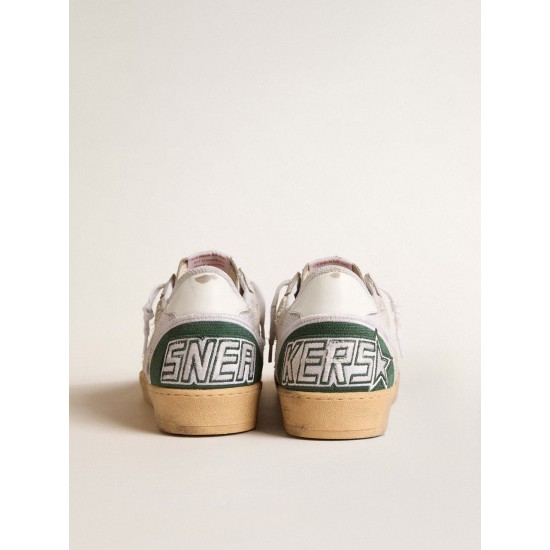Ball Star LTD in white crackle leather and mesh with suede star