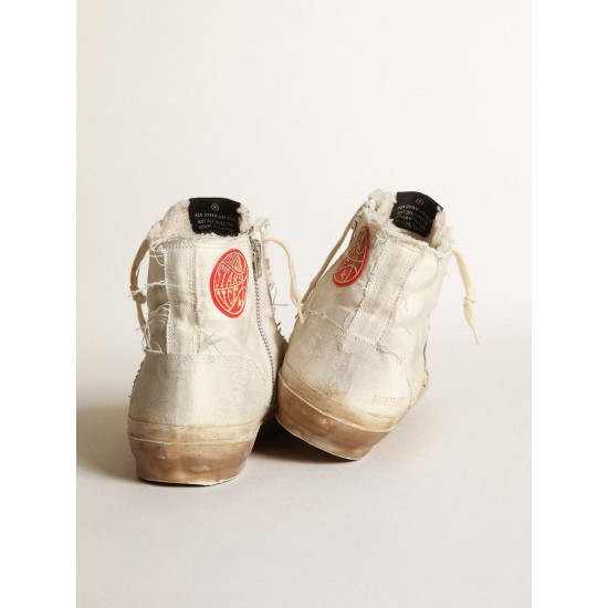 Francy sneakers in ivory canvas with white leather star