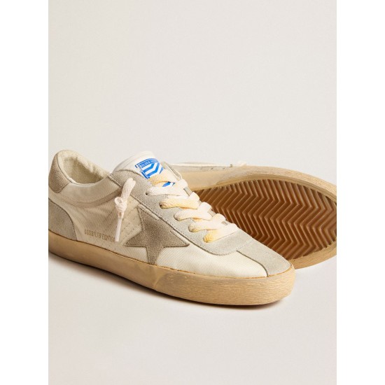 Men’s Super-Star LAB in nylon with dove-gray star and ice-gray suede inserts