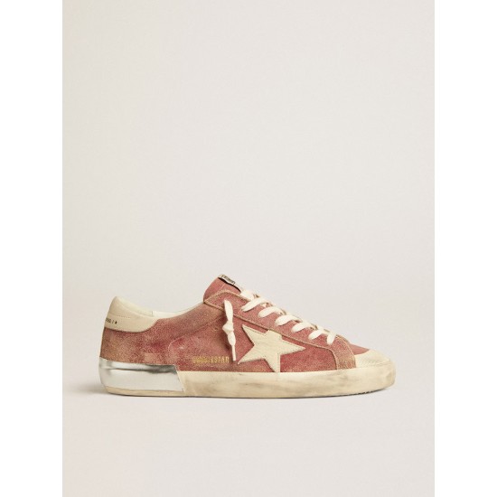 Super-Star in red leather with cream nubuck star and heel tab