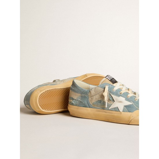 Super-Star in light blue mesh and nylon with white leather star