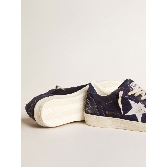 Ball Star LTD in blue suede and nylon with white star and blue heel tab