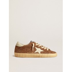 Super-Star in suede with leopard print and cream leather star