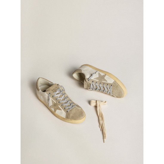 Women’s Super-Star in nappa with ice-gray suede star and black embroidery