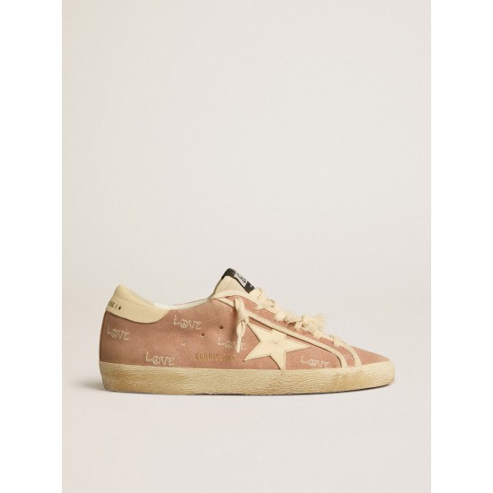 Super-Star in powder-pink suede with cream leather star