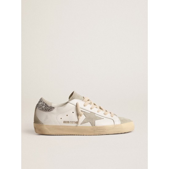 Women's Super-Star with gray star and silver glitter heel tab