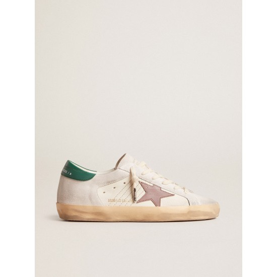 Super-Star LTD in suede with pink leather star and green heel tab