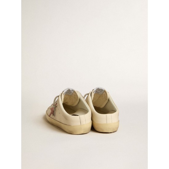 Women's Super-Star Sabots in nappa with pink leather star
