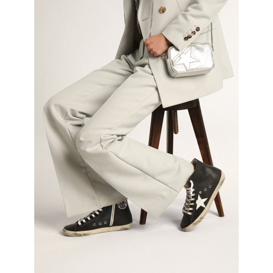 Women's Francy with black leather upper and white star