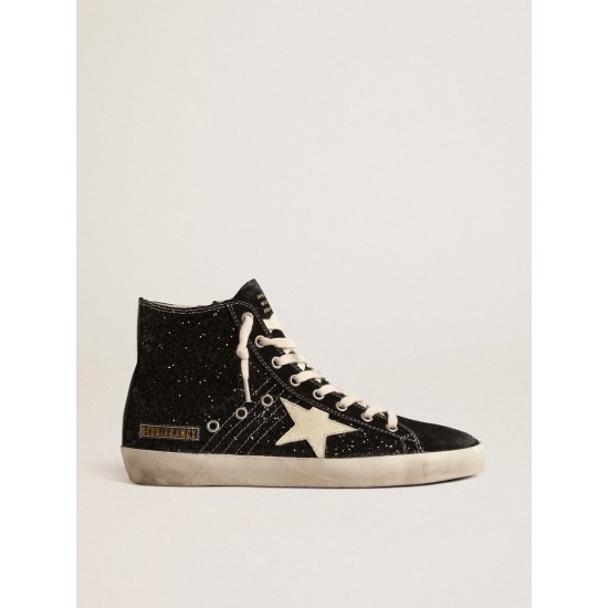 Francy Penstar LTD in glitter with ivory star and black heel tab