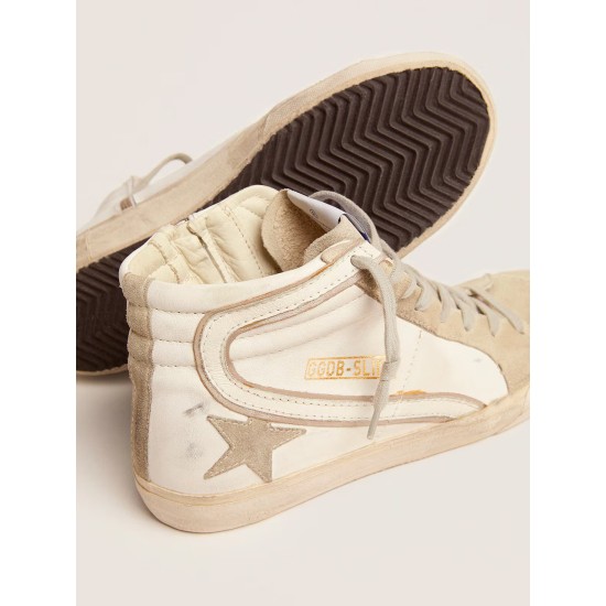 Women's Slide with ice-gray suede star and white flash