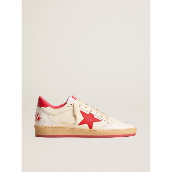 Women’s Ball Star Wishes in white leather with a red star and heel tab