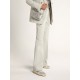 Women's Mid Star in silver laminated leather with dove gray star