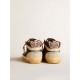 Mid Star LTD in brown suede with silver nappa leather star and cream flash