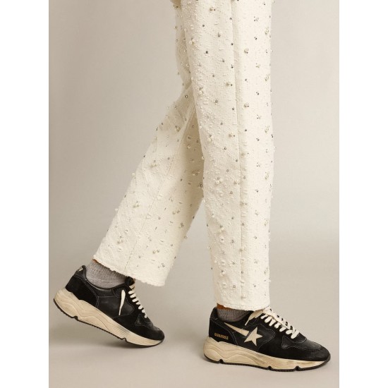 Women's Running Sole in black nappa and suede