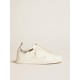 Women's Starter in white leather with silver metallic leather heel tab