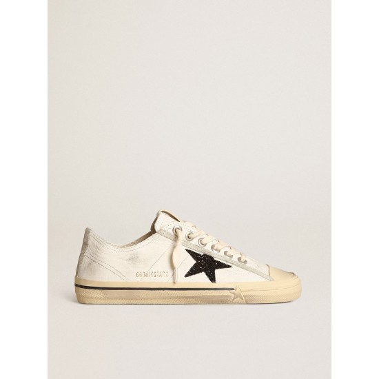V-Star in white nappa leather with a black glitter star