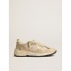 Dad-Star in pearl mesh and suede with platinum leather star and heel tab