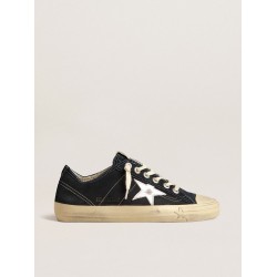 V-Star in navy-blue canvas with a silver laminated leather star