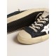 V-Star in navy-blue canvas with a silver laminated leather star