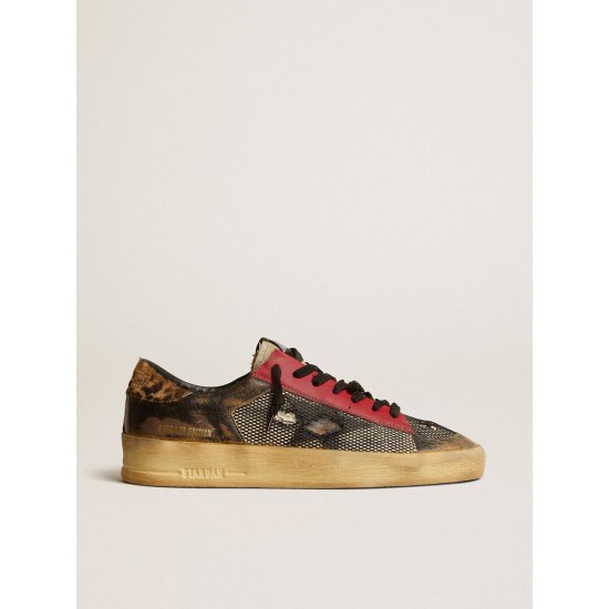 Women's Stardan LAB in mesh with black leather inserts and leopard heel tab
