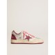Women’s Ball Star Pro in silver crackle leather with burgundy star