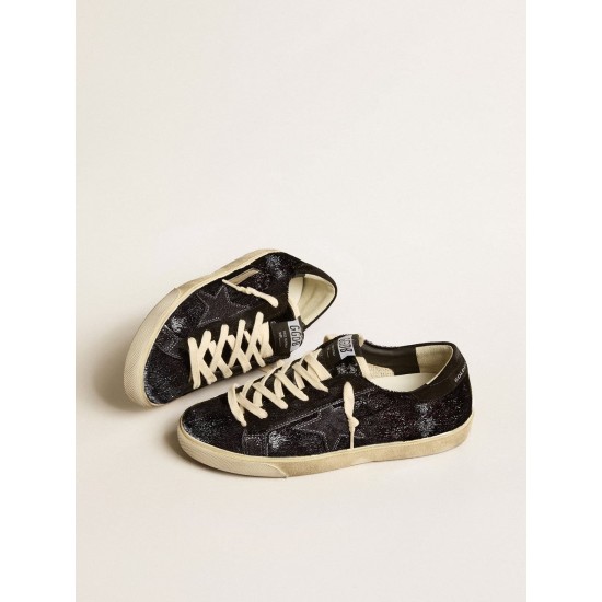 Women’s Super-Star in black velvet and suede with black suede star