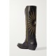Wish Star embroidered distressed leather cowboy boots