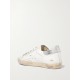 Superstar glittered distressed leather sneakers